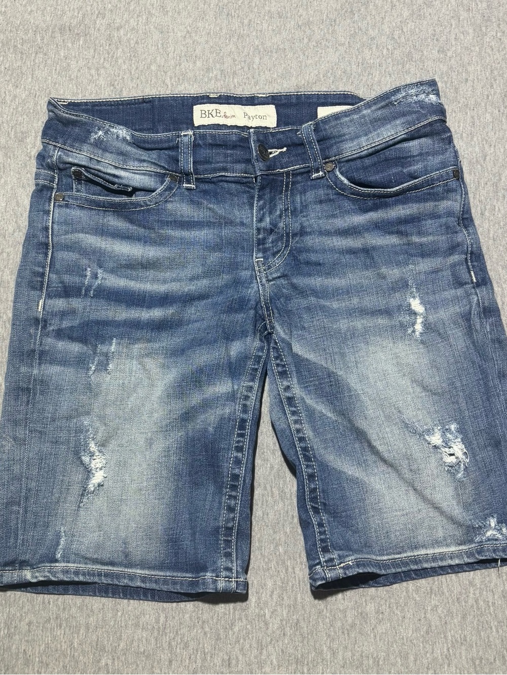 BKE Women's Distressed Blue Denim Jean Shorts